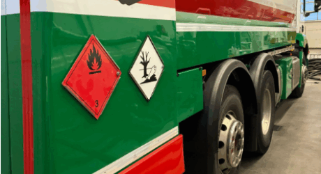 Tank truck in our workshop after rear-end damage repair.