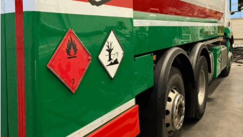 Tank truck in our workshop after rear-end damage repair.